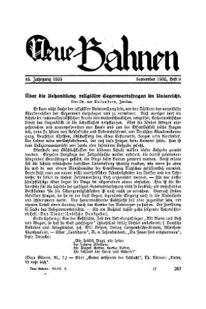 Über die Behandlung religiöser Gegenwartsfragen im Unterricht