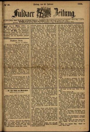 Ausgabe vom Freitag, den 26. Februar 1886.