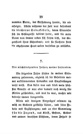 7. Die nächstfolgenden Jahre; meine Lesereien.