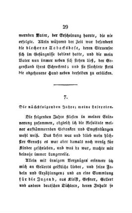 7. Die nächstfolgenden Jahre; meine Lesereien.