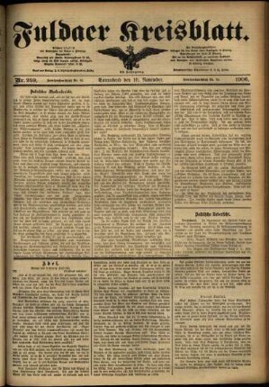 Ausgabe vom Samstag, den 10. November 1906.