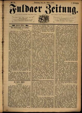 Zweite Ausgabe vom Sonntag, den 30. März 1890.