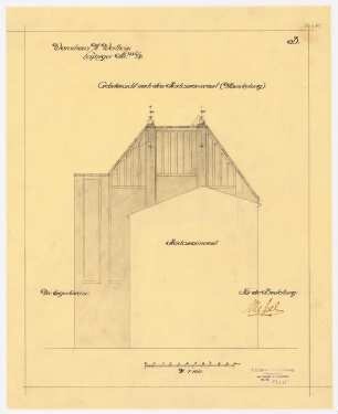 Warenhaus Wertheim, Leipziger Straße, Berlin 2. Bauabschnitt: Giebelansichten, 1:100