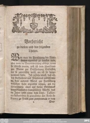 Vorbericht zu diesem und den folgenden Theilen.