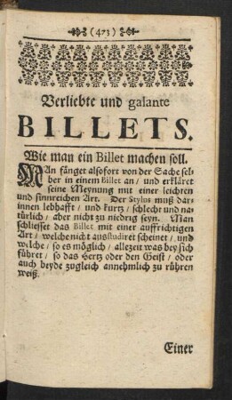 Verliebte und galante Billets.