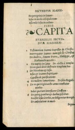 Capita Evangelii Secundum Ioannem.