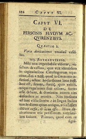 Caput VI. De personis feudum ac quirentibus.