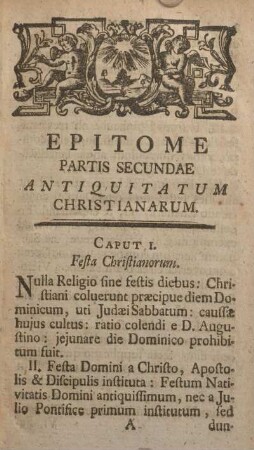 Epitome partis secundae antiquitatum Christianarum.
