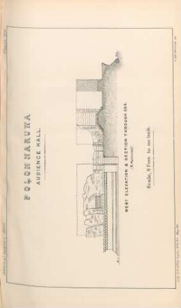 Plate XIV. Polonnaruwa. Audience Hall. West Elevation & Section through C.D.E. (X Removed)