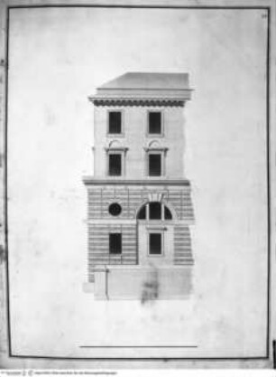 Rom, Detail der Fassade des Palazzo Torlonia an der Piazza del Popolo