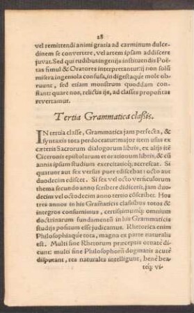 Tertia Grammatica claßis.
