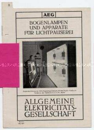 Bogenlampen und Apparate für Lichtpauserei (O) (Liste Bo./V/1)