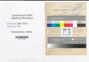 Entnazifizierung Alfred Koenemann , geb. 08.01.1906 (Baeckermeister)
