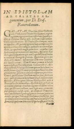 In Epistolam Ad Galatas Argumentum ...