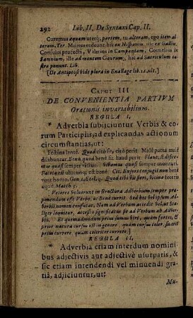Caput III. De Convenientia Partium Orationis invariabilium.