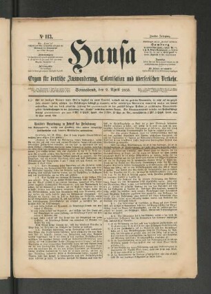 No. 113. Sonnabend, den 2. April 1853.