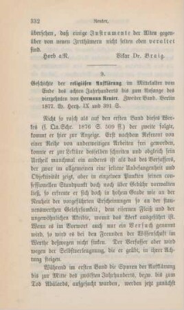 332-336 [Rezension] Reuter, Hermann, Geschichte der religiösen Aufklärung im Mittelalter