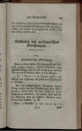 Rechnung mit arithmetischen Gleichungen.