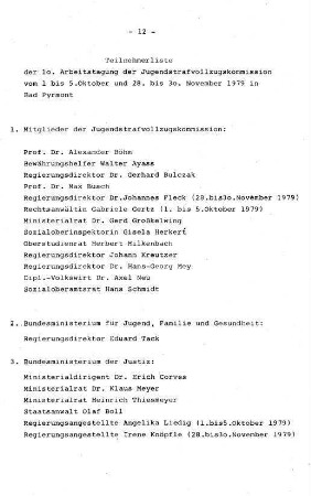 12, Teilnehmerliste