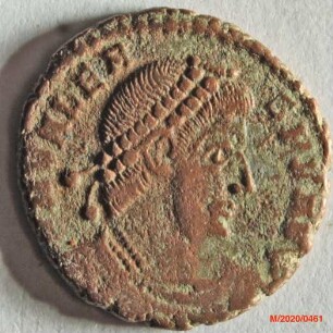 Römische Münze, Nominal Centenionalis, Prägeherr Valens, Prägeort Arles, Original