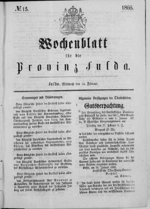 Nr. 13, Ausgabe vom 14. Februar 1866