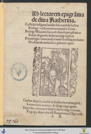Ad lectorem epigramma de diva Katherina