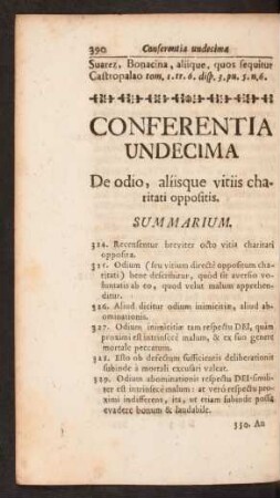 Conferentia Undecima. De odio, alíisque vitiis charitati oppositis