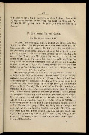 27. Wir bauen für den König (25. Mai bis 31. Oktober 1873)