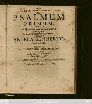 Exercitationum Philologicarum In Psalmum Primum, Secunda : Ad Eiusdem Comma secundum