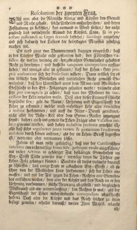 Resolution der zweyten Frag.