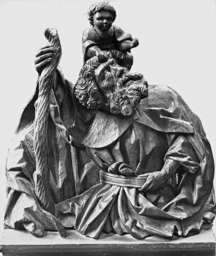 Halle (Saale), Dom, urspr. Dominikaner-Klosterkirche St. Pauli, Chorgestühl, Wange: Christopherus