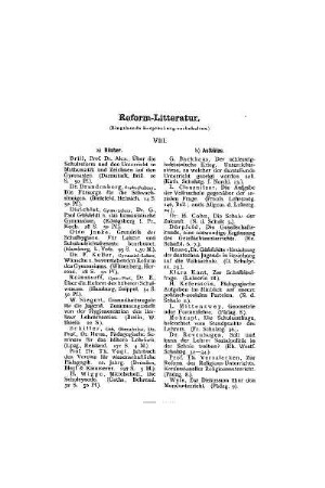 Reform-Litteratur : VIII.