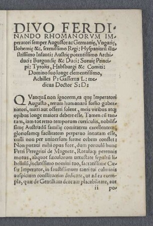 Divo ferdinando rhomanorum imperatori semper Augusto