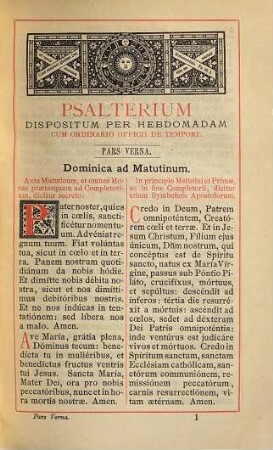Breviarium romanum ex Decreto SS. Concilii Tridentini restitutum S. Pii V. Pontifecis Maximi jussu editum Clementis VIII., Urbani VIII. et Leonis XIII. auctoritate recognitum, P.verna