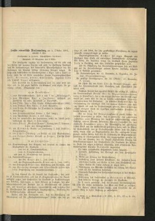 Sechste ordentliche Versammlung am 9. Oktober 1886