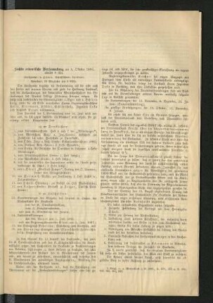 Sechste ordentliche Versammlung am 9. Oktober 1886