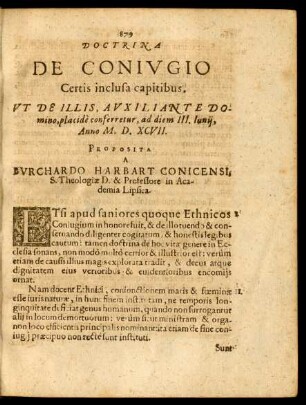 Doctrina De Coniugio Certis inclusa capitibus.