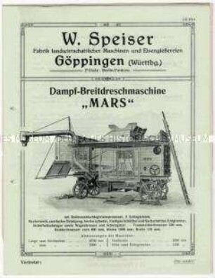 Prospektsammlung über Dreschmaschinen und Häckselmaschinen