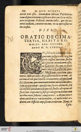 Oratio Decimatertia. Habita Romae XV. Kal. Novembanno M. D. LXXIII.