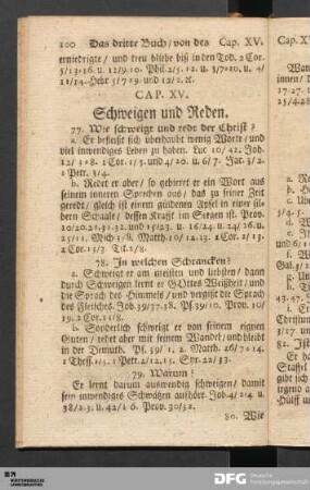 Cap. XV. Schweigen und Reden.