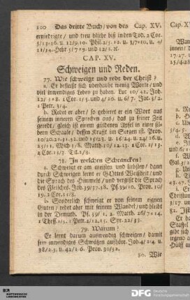Cap. XV. Schweigen und Reden.