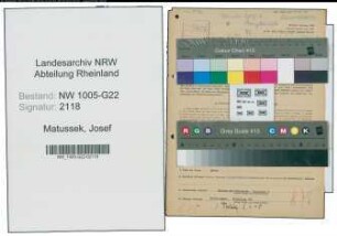 Entnazifizierung Josef Matussek , geb. 03.03.1913 (Geschaeftsfuehrer)