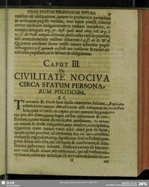 Caput III. De Civilitate Nociva Circa Statum Personarum Politicum