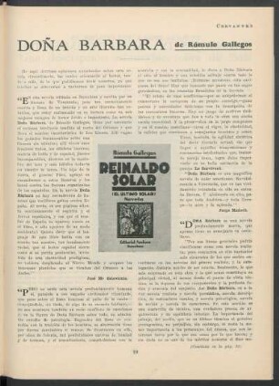 "Doña Barbara" de Rómulo Gallegos