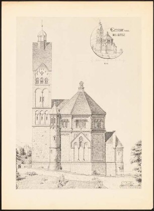 Romanische Kapelle: Perspektivische Ansicht, Ansicht (aus: Drucke von Seminararbeiten der Königlich Technischen Hochschule Berlin, Bd. I)