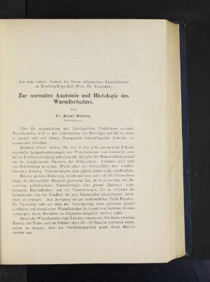 Zur normalen Anatomie und Histologie des Wurmfortsatzes.