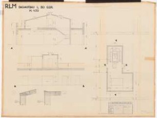 Reichsluftfahrtministerium, Berlin: Dachaufbau L bei Q2R: Schnitt, Grundriss 1:50