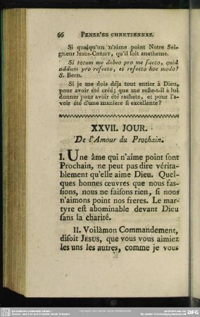 XXVII. Jour. De l'Amour du Prochain
