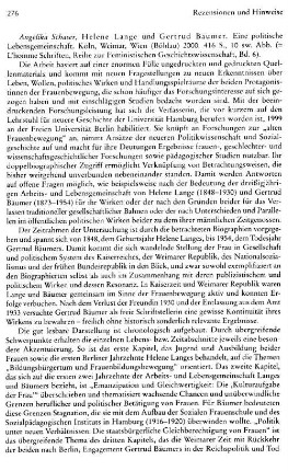 Schaser, Angelika :: Helene Lange und Gertrud Bäumer, eine politische Lebensgemeinschaft, (L' homme Schriften, 6) : Köln u.a., Böhlau, 2000