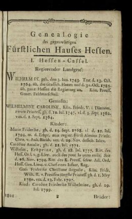 Genealogie des gegenwärtigen Fürstlichen Hauses Hessen